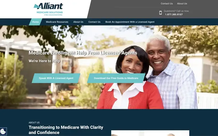 Alliant Medicare Solutions website, a Medicare agent site built on AgentMethods