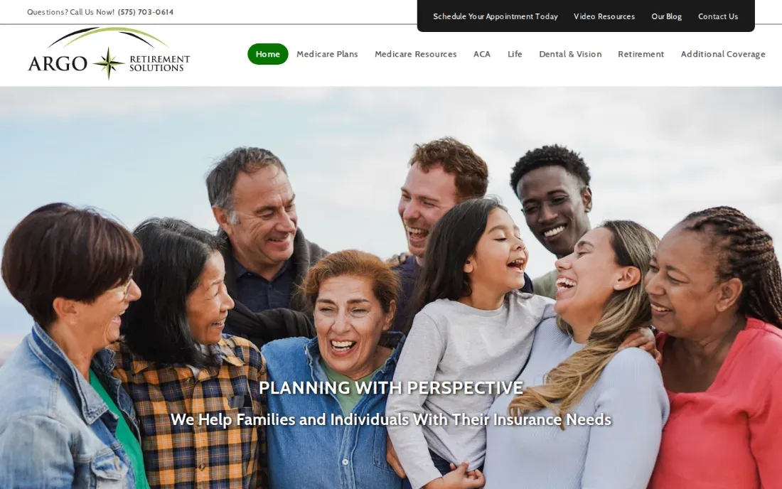 argoretirementsolutions.com insurance website built on AgentMethods, on a desktop, tablet and phone