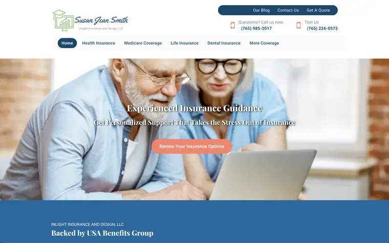 Susan Jean Smith, Inlight Insurance website, a Life insurance agent site built on AgentMethods