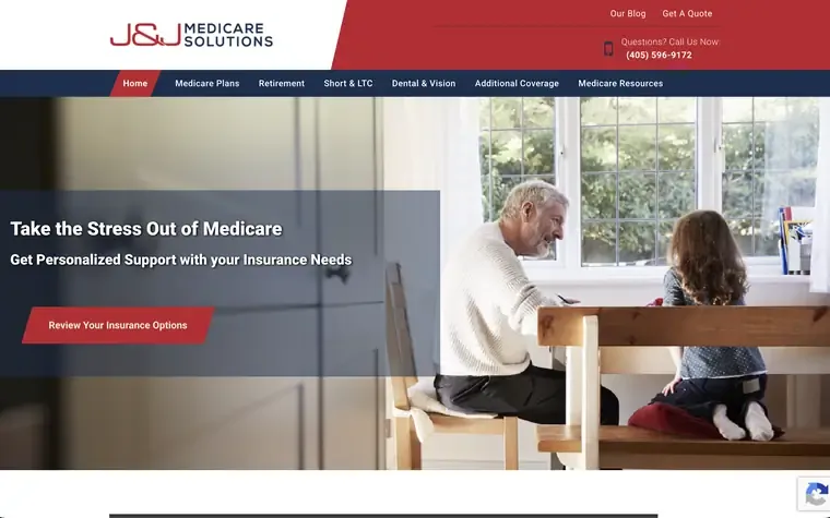 J&J Medicare Solutions website, a Medicare agent site built on AgentMethods
