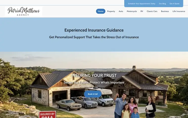 Patrick Matthews Agency website, a Auto insurance agent site built on AgentMethods