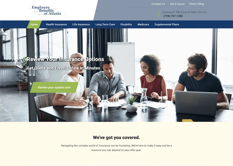 An insurance agency website built on AgentMethods
